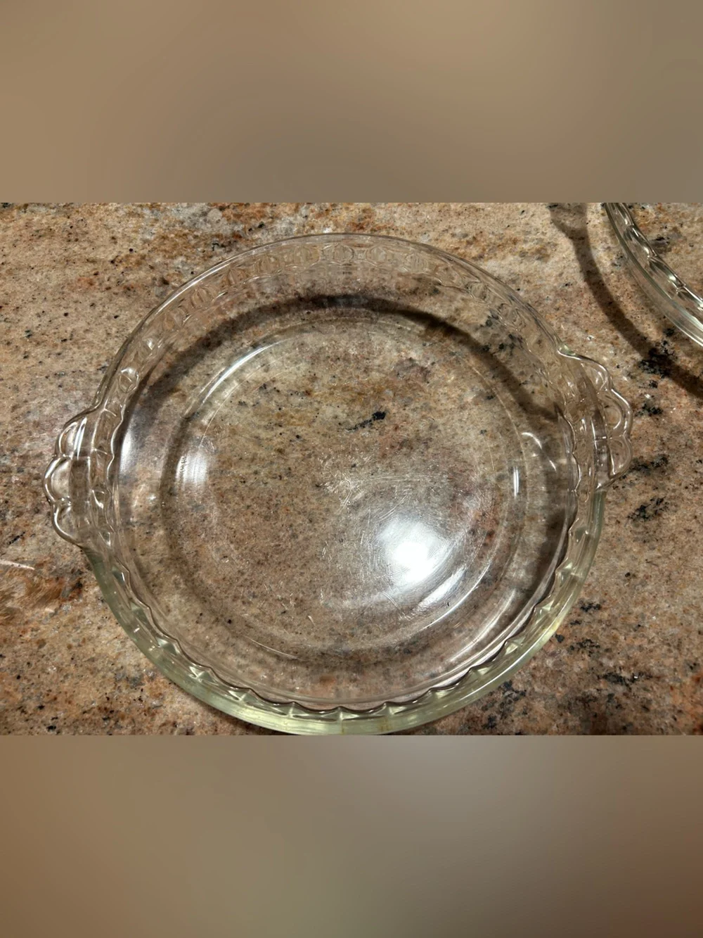 Pyrex TRADE MARK #228 Fluted Edge Clear Glass 9” Set of 2 Vintage Pie Dish Set